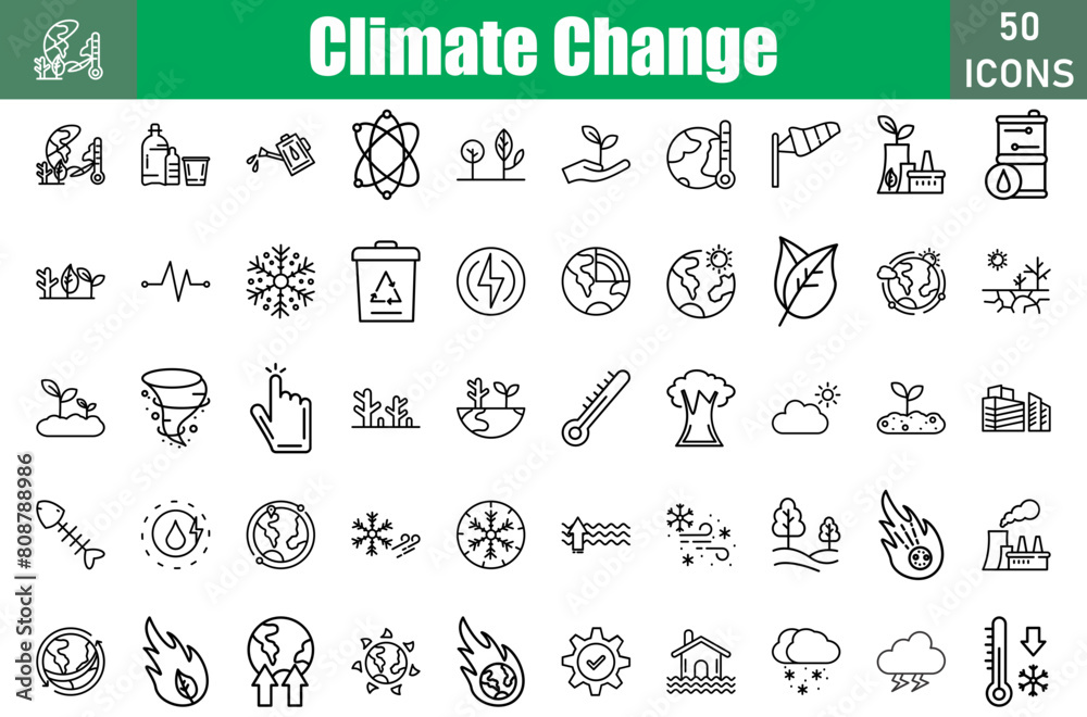Climate Change 50 web icons in line style