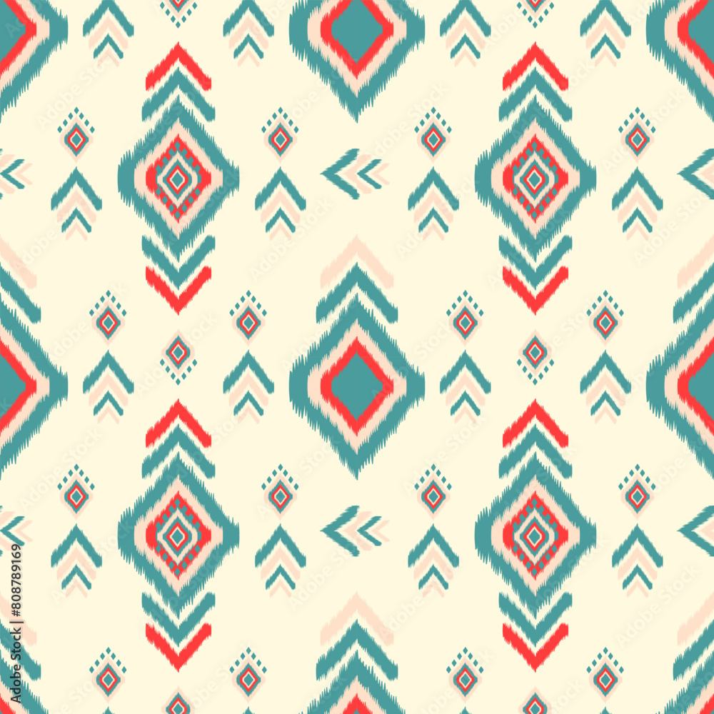 Fototapeta premium Ikat style fabric seamless pattern background