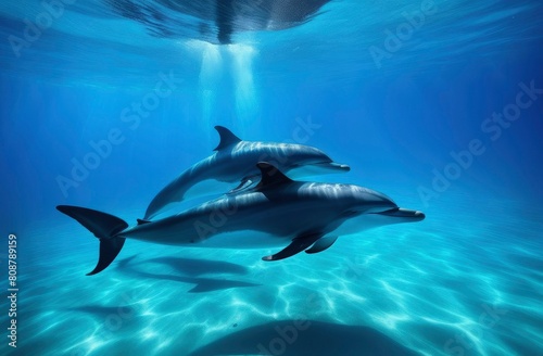 pair dolphin swims underwater. ecosystem in the ocean wildlife © Inna