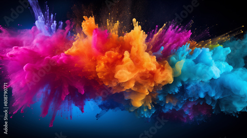 Explosion splash of colorful powder isolated on background.