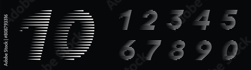 Number Font with Abstract Line Pattern