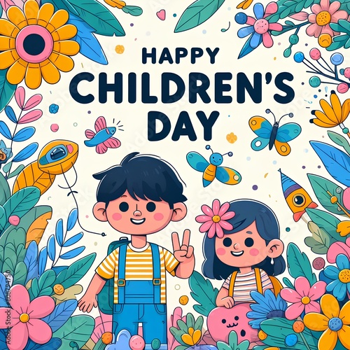 Happy Children's Day design poster. Ai generative