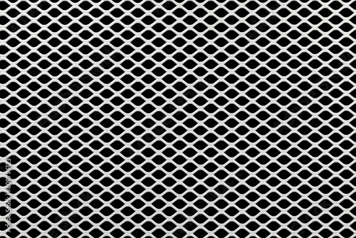 White expanded metal mesh on black background