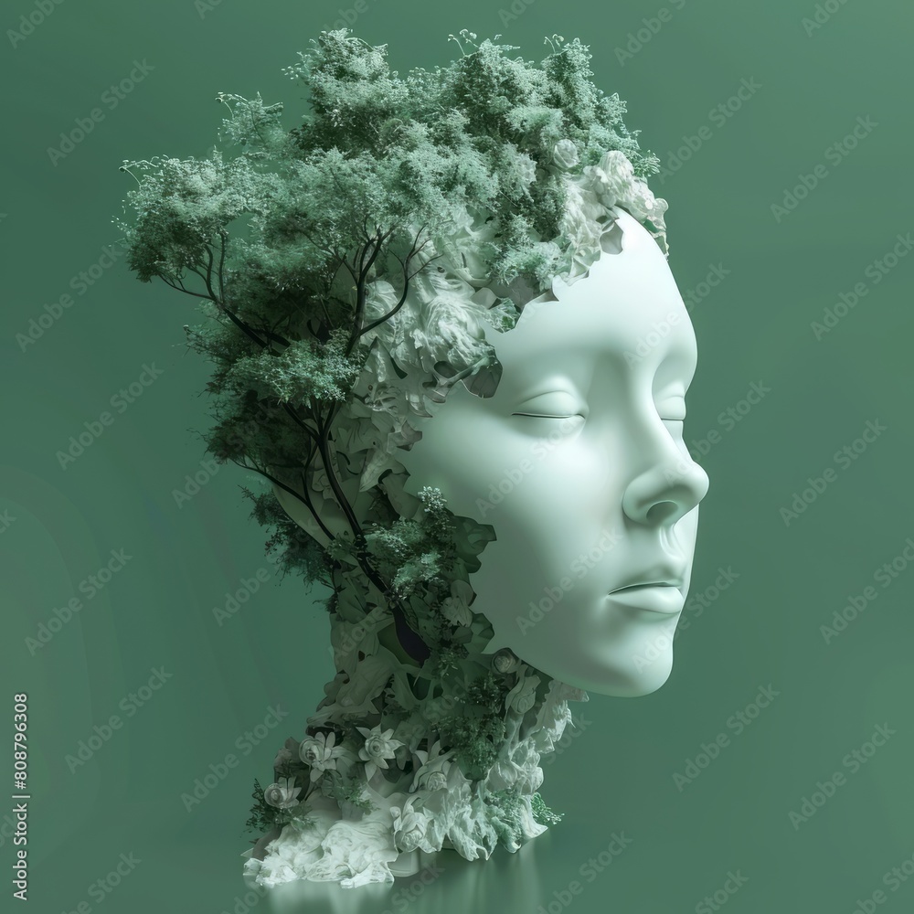 AI picture, 3d render, photo, drawing, logo, green background, minimalistic 