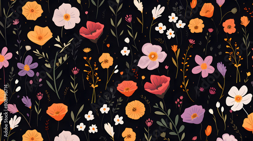 Wallpaper Mural Summer flowers ditsy pattern abstract graphic poster background Torontodigital.ca