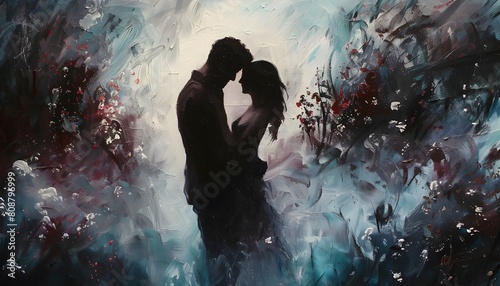 Romantic Silhouette in Abstract Art