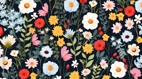 Wallpaper Mural Summer flowers ditsy pattern abstract graphic poster background Torontodigital.ca