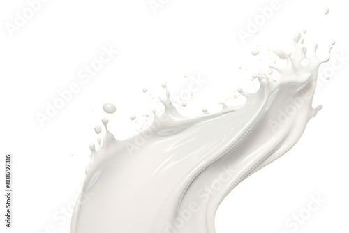 Fresh dairy products in motion: white milk or yogurt splash in wave shape isolated on transparent background photo