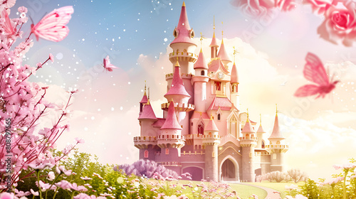Princess castle in a fairytale style a wonderful cute princess castle in a fairytale style pink design 