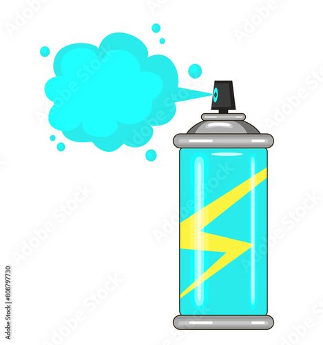 Aerosol paint. Paint spray bottle. Graffiti aerosol icon. Color spray paint can in flat cartoon style