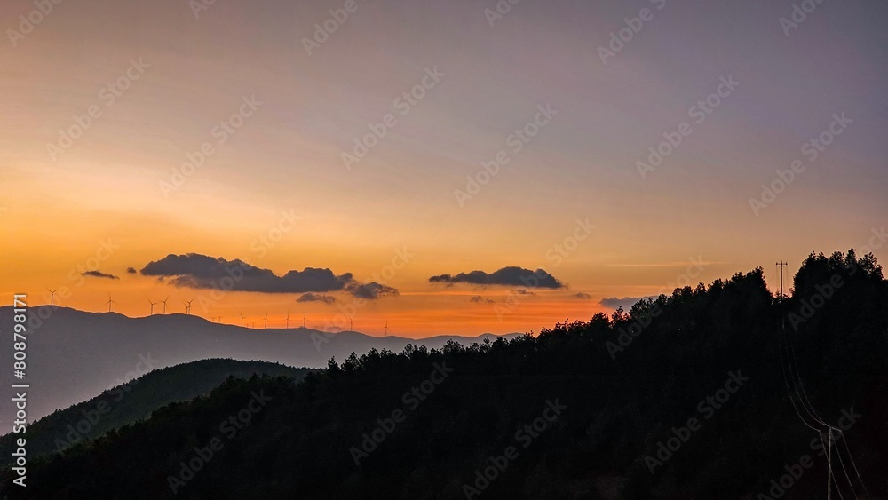 Sunset over Damakan in Dongchuan District, Kunming City, Yunnan, China