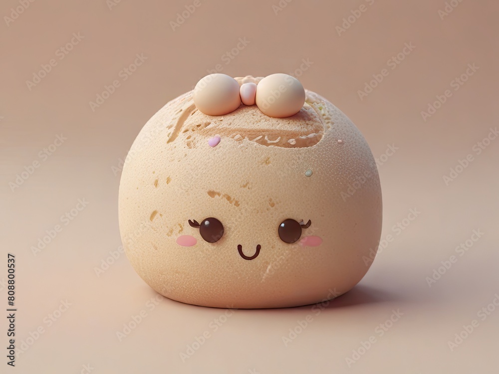 Rye bread Cute 3D character kawaii face Rye bread Cute 3D character kawaii face