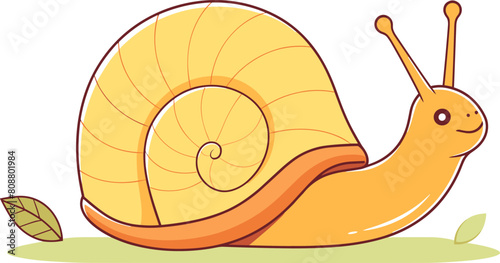 Cute snail in doodle style. Nature, mollusk, summer. Flat vector isolated.