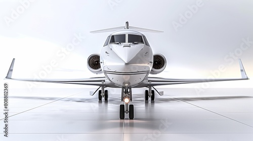 Luxurious private jet on a white background