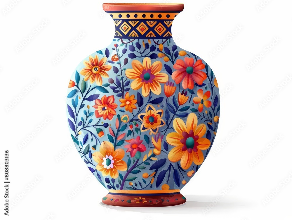 Hand painted ceramic vase with floral motif. Perfect for displaying fresh flowers or as a decorative piece on its own.