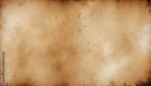 Old brown paper parchment background with distressed vintage stains and ink spatter and white