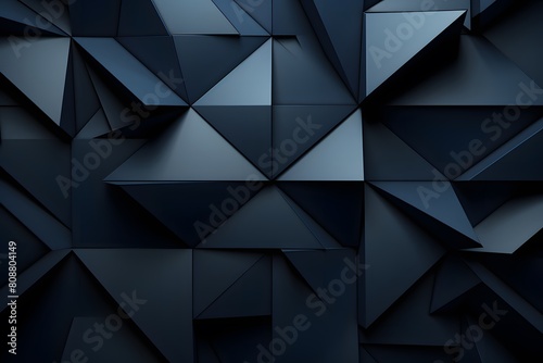 3D Render Volumetric Different Size Square Blocks Structure Dark Blue Abstract Background. Three Dimensional Cube Layered Pattern 4K 8K Very High Definition Futuristic Technology Navy Color Wallpaper 
