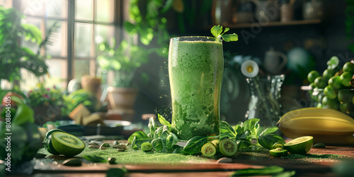 Super Green Smoothie  Weight Loss  Glowing Skin  Healthy  Nutrition  Detox  Cleanse  Diet  Beverage  Drink  Green  Smoothie  Fresh  Organic  Ingredients  Spinach  Kale  Avocado  Celery  Cucumber  Pars