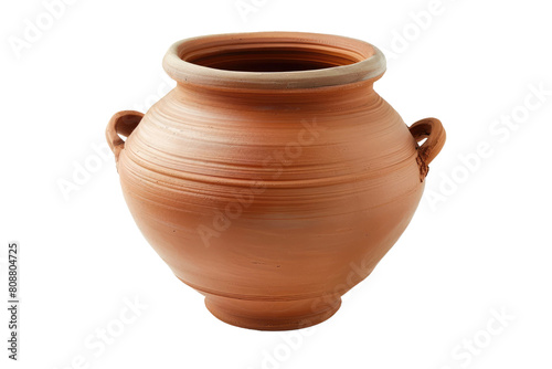 Brown Vase With Handle on White Background