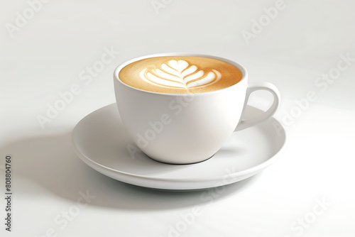 Artistic Morning: Elegant White Cup with Latte Art