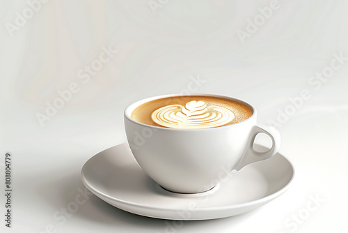 Artistic Morning: Elegant White Cup with Latte Art