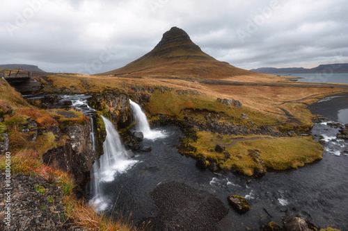 Kirkjufells and Kirkjufellsfossar in Autumn, Snaefellsnes, Iceland