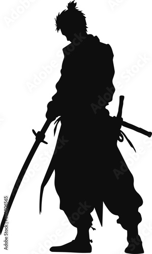 Samurai silhouette vector illustration