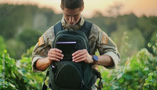 A Soldier Hold Bible. Soldier Read Book.  © Daniel