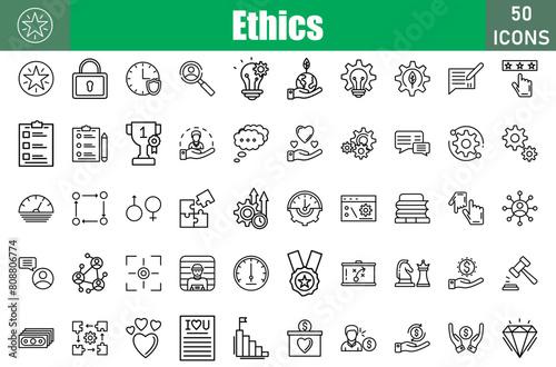 Ethics 50 web icons in line style