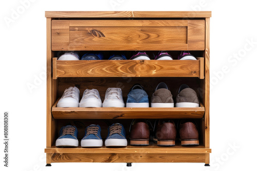 Wooden Shoe Rack Filled With Lots of Shoes