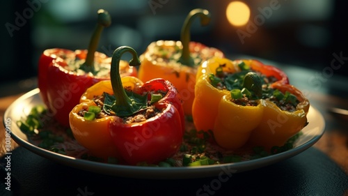 stuffed peppers stuffed with meat and vegetables. generative ai