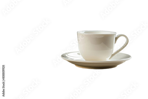 White Cup and Saucer on White Background