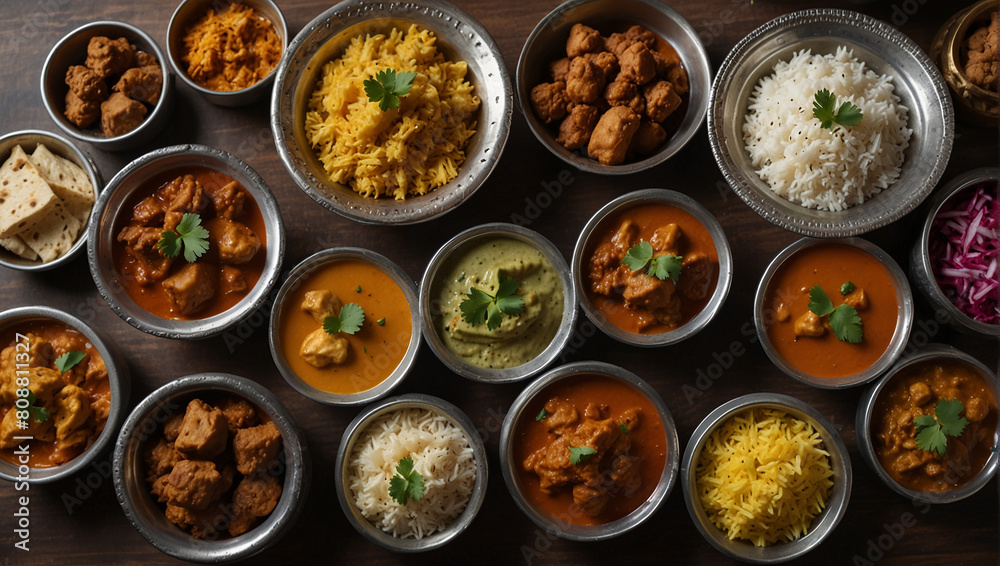 many bowls of Indian food many bowls of Indian food