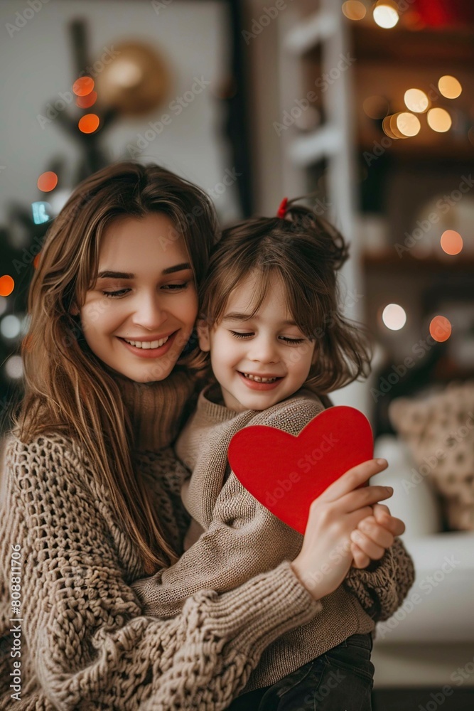 happy daughter congratulates her mother on Mother's Day happy daughter congratulates her mother on Mother's Day