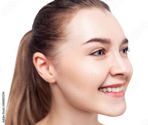 Young happy woman with toothy smile.