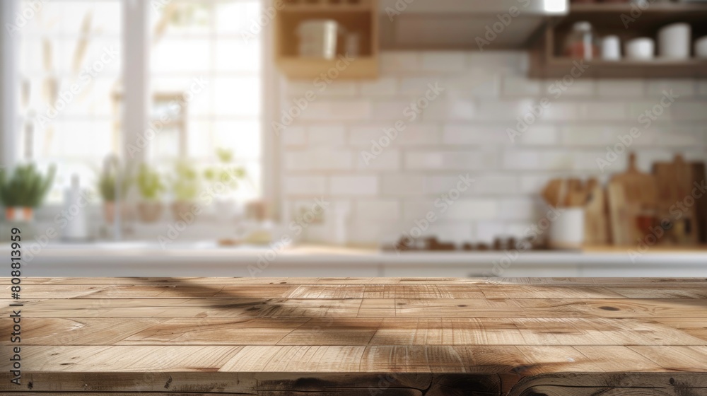 A kitchen with a wooden countertop and a window A kitchen with a wooden countertop and a window