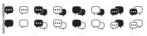 Chat icons isolated element. Set of talk bubble speech signs. Blank bubbles icons. Message icons.