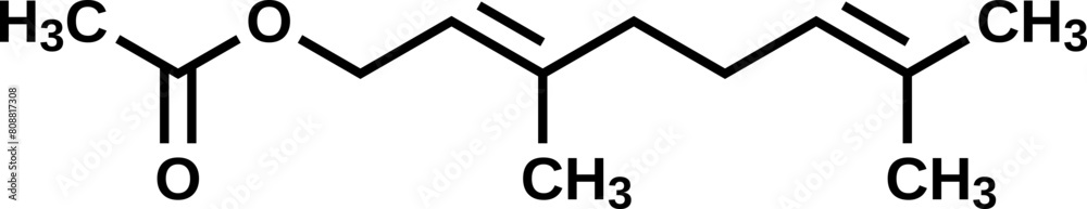 Geranyl acetate structural formula, vector illustration Geranyl acetate structural formula, vector illustration