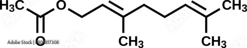 Geranyl acetate structural formula, vector illustration