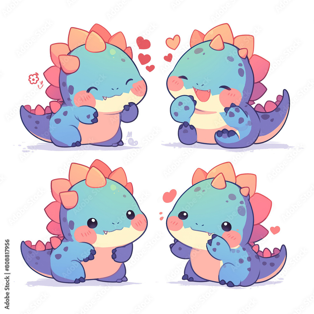 little dinosaur red blue and purple character set emotes stickers cute kawaii adorable kids children pastel colors logo emoji little dinosaur red blue and purple character set emotes stickers cute kawaii adorable kids children pastel colors logo emoji