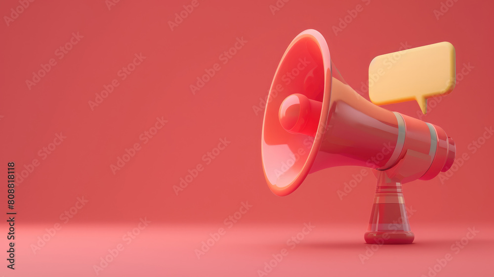 Megaphone speaker or loudspeaker bullhorn for announcements, promotion, discount sales advertising background with free place for text Megaphone speaker or loudspeaker bullhorn for announcements, promotion, discount sales advertising background with free place for text