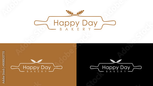 Bakery Logo, bakery business logo, rolling pin logo, kitchen logo, cooking logo
