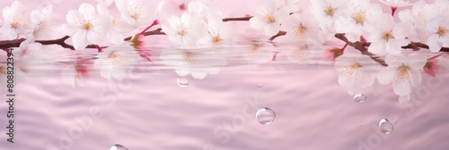 Spring flower abstract pastel pink sakura banner with frame of tender pink flower blossom patterns symbolized beauty, femininity mockup, may, colorful mother's day transparent background copy space
