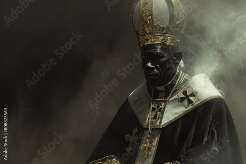 Black pope vatican priest. Art god. Generate AI