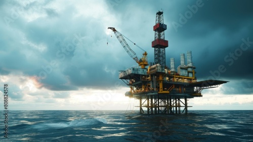 Rigs offshore Oil refinery at sunset © Ruslan Gilmanshin