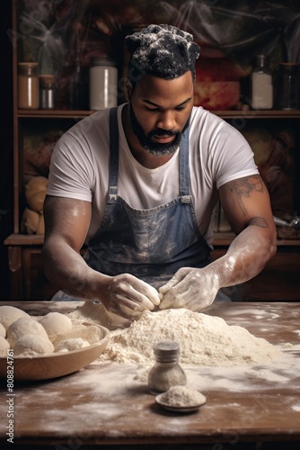 african man cooking making breads