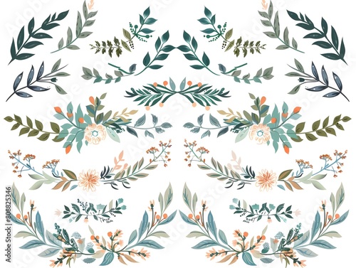 seamless pattern with branches and leaves