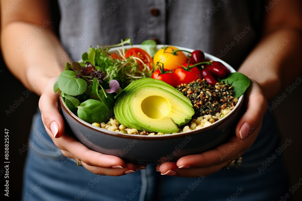 Φωτογραφία delicious plate of vegetables, healthy food in the hands of a woman