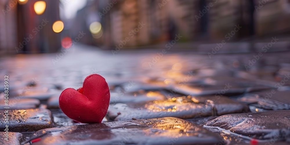 Fototapeta premium Red Heart on Wet Floor