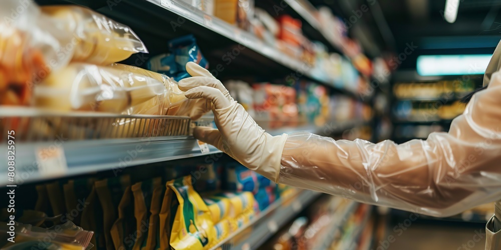 Obraz premium Person Selecting Food in Grocery Store